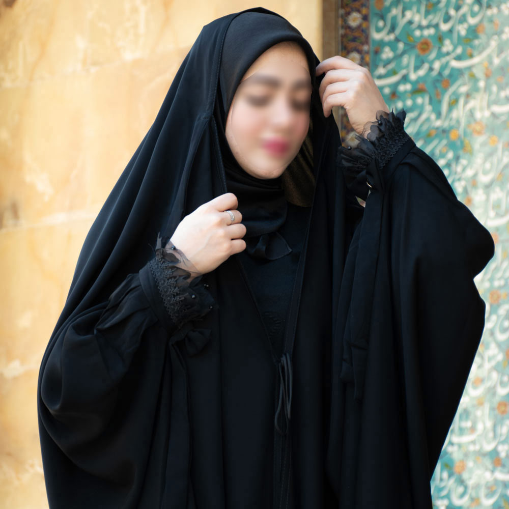 چادر عبا مجلسی آستین مچی دار توردار - Image 2
